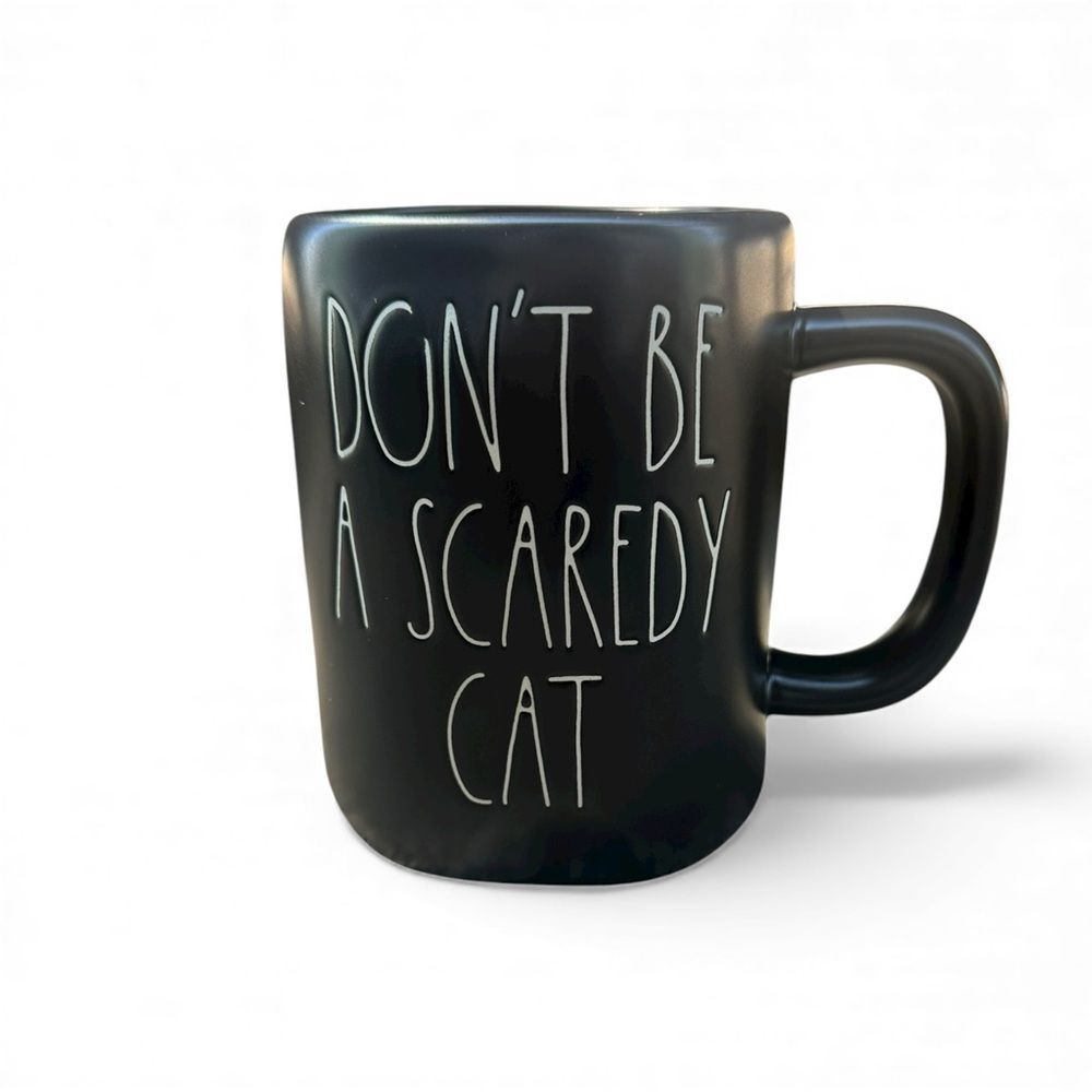 Rae Dunn Don’t Be A Scaredy Cat Black Halloween Coffee Mug Artisan Collection - Picture 2 of 6